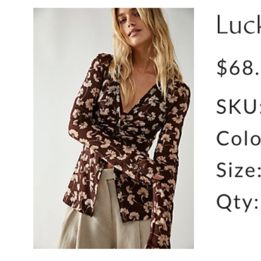Free People Lucky Shirtee Chocolate Combo